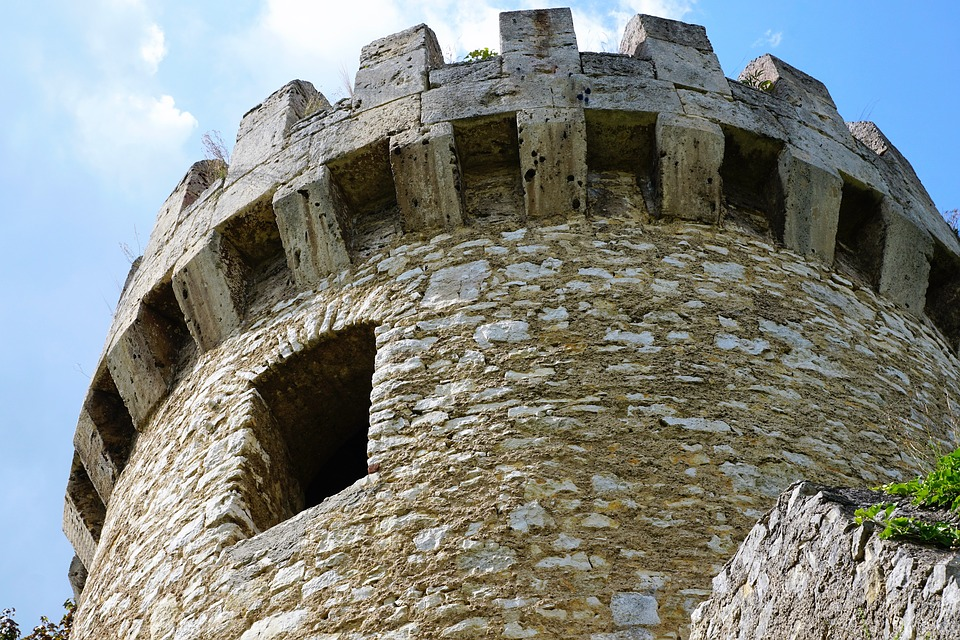 A castle turret on a sunny day