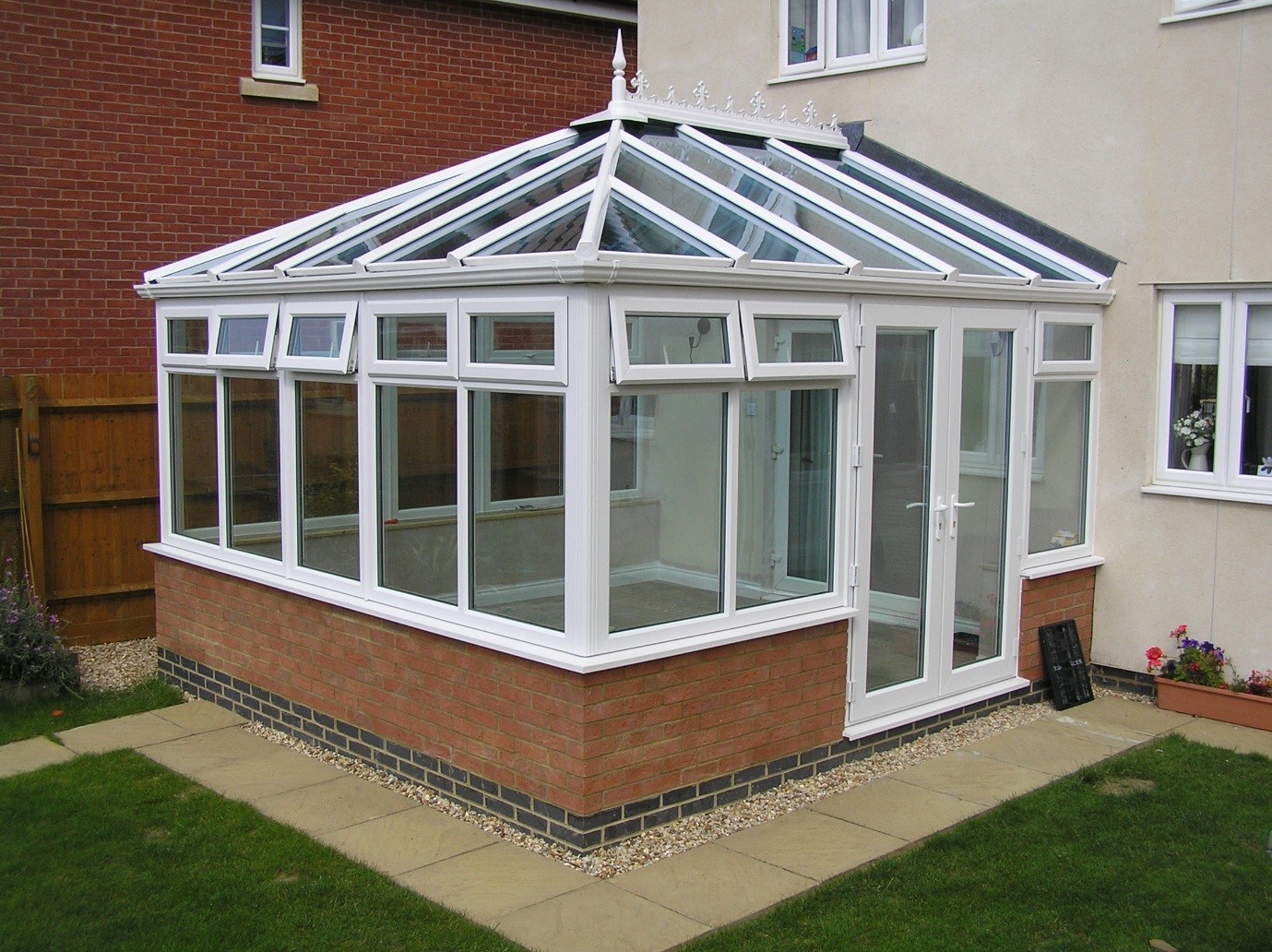 Back garden conservatory with finial roof