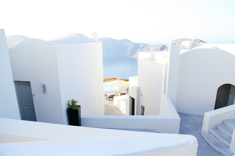 White buildings in a village